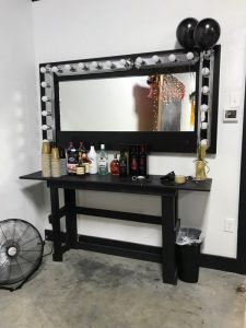 Using the make up area as a bar station. Check your hair and make up as you grab a drink. 